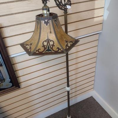 Sale Photo Thumbnail #2314: Antique Victorian Design Metal Post Floor Lamp with Shade