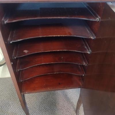 Sale Photo Thumbnail #2244: Vintage Mahogany Phonograph and Record Cabinet