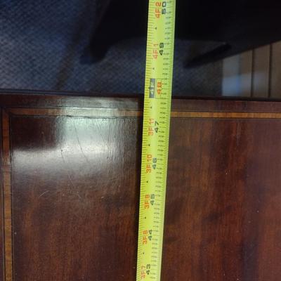 Sale Photo Thumbnail #2262: Antique Mahogany Inlaid Edwardian Style Writing Table