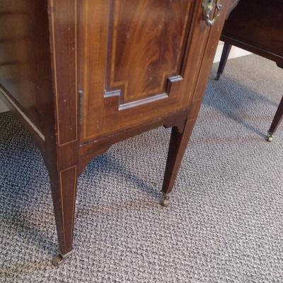 Sale Photo Thumbnail #2265: Antique Mahogany Inlaid Edwardian Style Writing Table