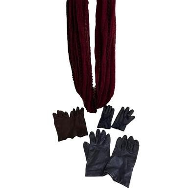 3 Pair Women’s Gloves & Maroon Infinity Scarf