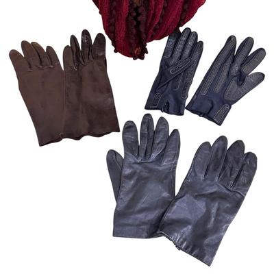3 Pair Women’s Gloves & Maroon Infinity Scarf