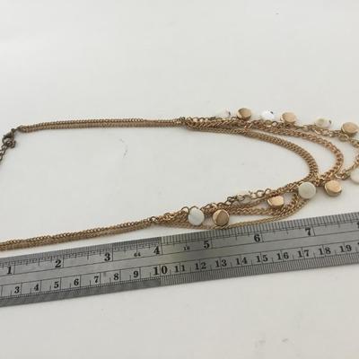 Gold tone multilayer fashion necklace