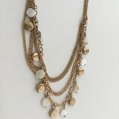 Gold tone multilayer fashion necklace