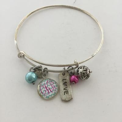 Fashion charms colorful silver tone bracelet