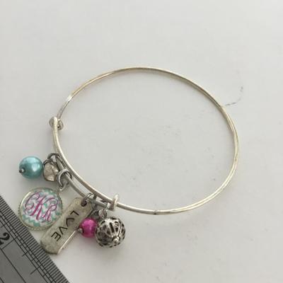 Fashion charms colorful silver tone bracelet