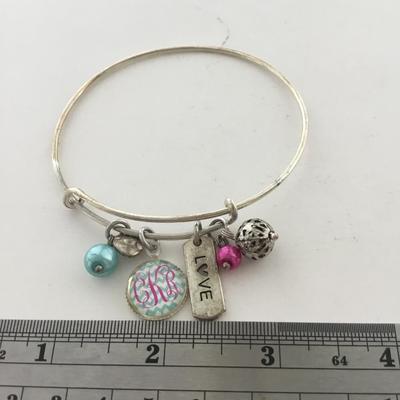 Fashion charms colorful silver tone bracelet