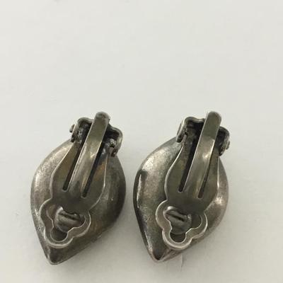 Silver tone clip on vintage earrings