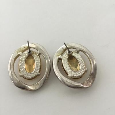 Silver tone gold tone unique shape fashion earrings