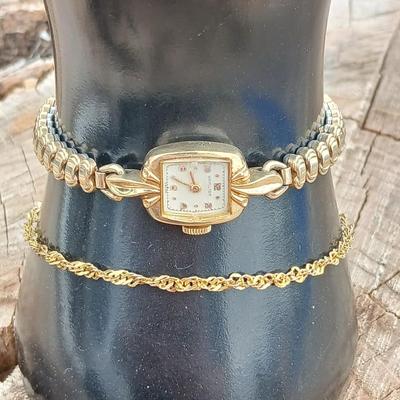 14 K GP Bracelet with a beautiful Vintage Hamilton Swiss watch