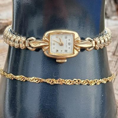 14 K GP Bracelet with a beautiful Vintage Hamilton Swiss watch