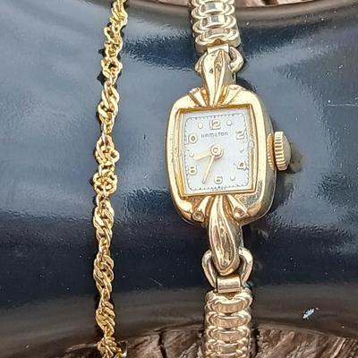 14 K GP Bracelet with a beautiful Vintage Hamilton Swiss watch