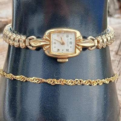 14 K GP Bracelet with a beautiful Vintage Hamilton Swiss watch