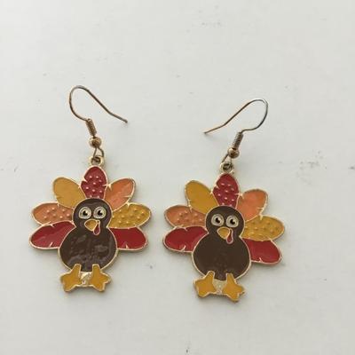 Gold tone turkey earrings