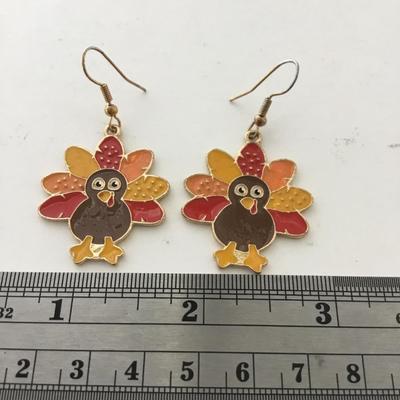 Gold tone turkey earrings