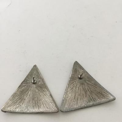 Silver tone triangle fashion statement earrings