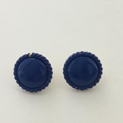 Gold tone blue vintage clip on earrings