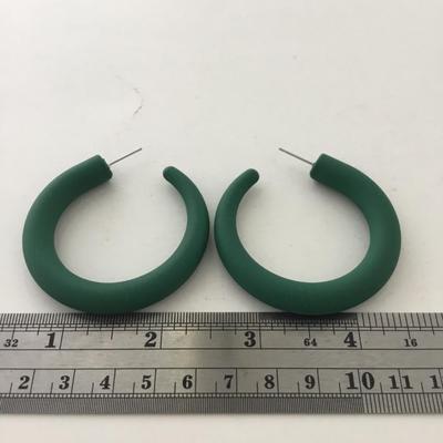 Dark green hoop earrings