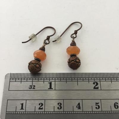 Orange dangle beaded earrings
