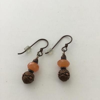 Orange dangle beaded earrings