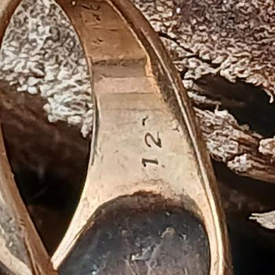 Vintage Size 7.5 men's Onyx ring marked 12 - and two vintage collectible tie clips - Balfour pickup truck & Swank blue gemstone