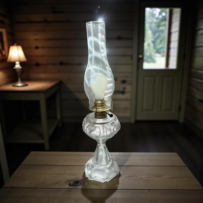 Electrified Clear Glass Oil Lamp
