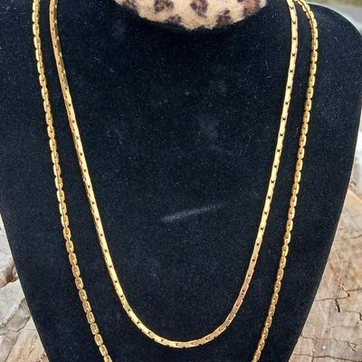 Two thick 14 k GP gold necklace chains - thick chains