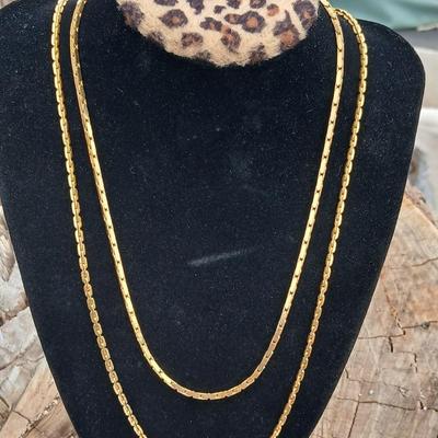 Two thick 14 k GP gold necklace chains - thick chains