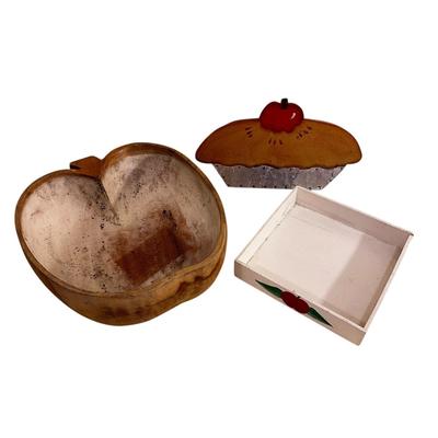 Apple lot with wooden monkey pod bowl