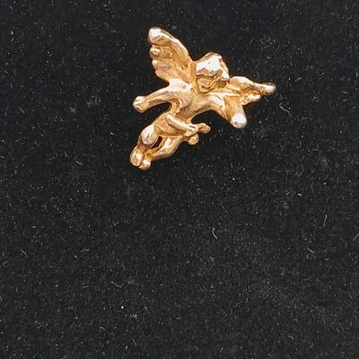 Folly like Cherub moon & stars Dangle / Charm necklace with gemstone like center - unsigned with angel pin