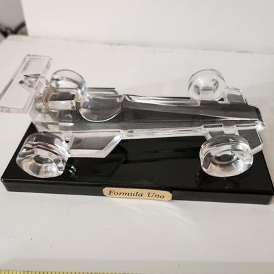 Collectable Lot Crystal Glass Cars Plane Fornula Uno One Race Car , Frosted Glass Porche 911 , Biplane w Spinning Prop