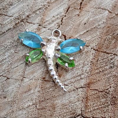 Beautiful Collections Quartz watch with Millefiori-like design and a .925 silver marked Dragonfly pendant