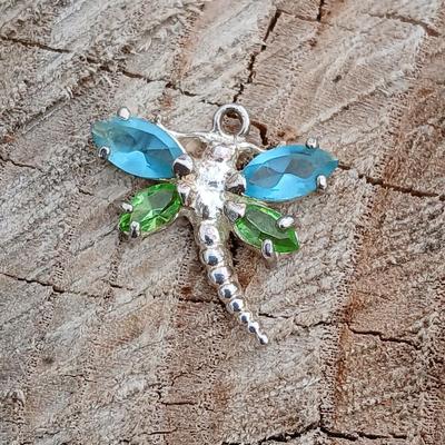 Beautiful Collections Quartz watch with Millefiori-like design and a .925 silver marked Dragonfly pendant