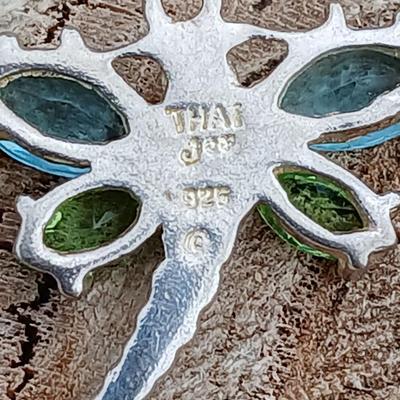 Beautiful Collections Quartz watch with Millefiori-like design and a .925 silver marked Dragonfly pendant
