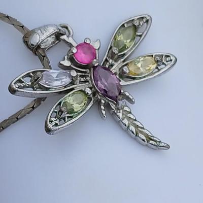 Dainty Dragonfly ring Size 6.5 - and a .925 marked Dragonfly pendant with chain