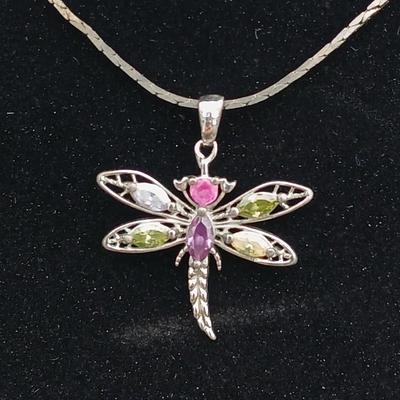 Dainty Dragonfly ring Size 6.5 - and a .925 marked Dragonfly pendant with chain