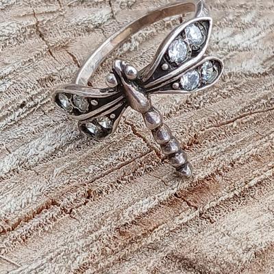 Sterling silver rings - .925 marked Dragonfly ring size 5.5 /6 and a smaller wide band Dragonfly ring Size 3.5