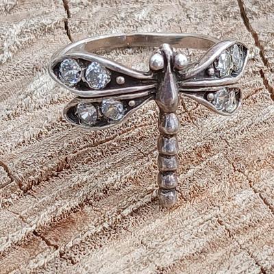 Sterling silver rings - .925 marked Dragonfly ring size 5.5 /6 and a smaller wide band Dragonfly ring Size 3.5