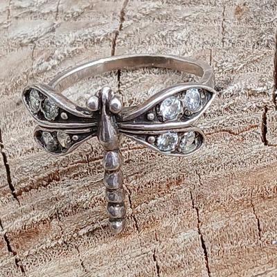 Sterling silver rings - .925 marked Dragonfly ring size 5.5 /6 and a smaller wide band Dragonfly ring Size 3.5