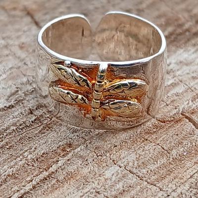 Sterling silver rings - .925 marked Dragonfly ring size 5.5 /6 and a smaller wide band Dragonfly ring Size 3.5