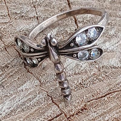 Sterling silver rings - .925 marked Dragonfly ring size 5.5 /6 and a smaller wide band Dragonfly ring Size 3.5