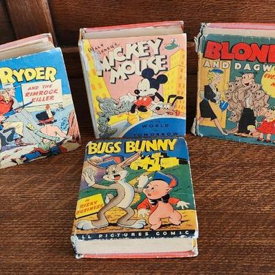 Sale Photo Thumbnail #307: 4 great titles - good condition, with light wear on the covers, except Blondie.  It has more wear on the binding.  

Red Ryder and the Rimrock KIller -by Fred Harmon  Whitman Publishing Company  Copyright 1945   RETAIL = $25-$35
Mickey Mouse in the World 