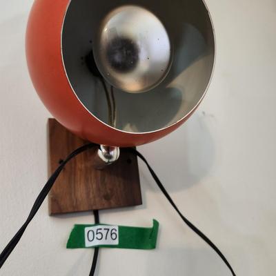 Mid Century MCM Orange Eyeball Lamp Light