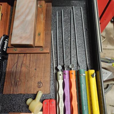 Drawer Lot of Knife Sharpening Tools KME Sharpeners System , Lansky Knife Sharpeneand other