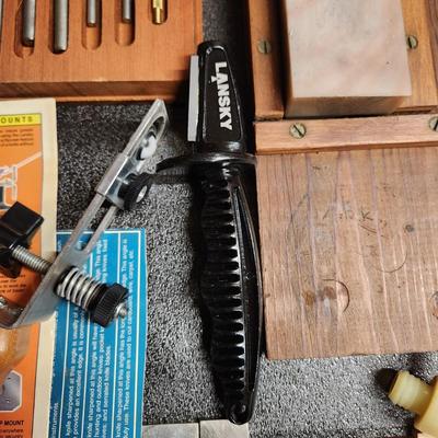 Drawer Lot of Knife Sharpening Tools KME Sharpeners System , Lansky Knife Sharpeneand other