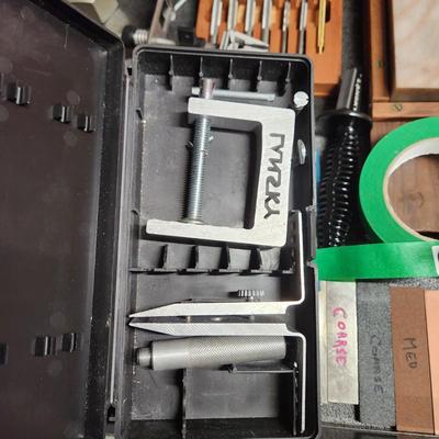 Drawer Lot of Knife Sharpening Tools KME Sharpeners System , Lansky Knife Sharpeneand other