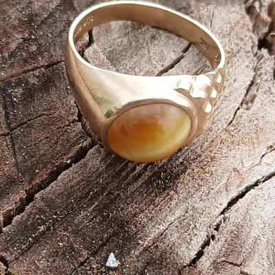 Vintage Men's 10K gold cats' eye like Cabochon ring size 11.5 - 10 K