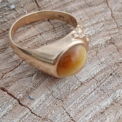 Vintage Men's 10K gold cats' eye like Cabochon ring size 11.5 - 10 K
