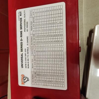 Table Lot of Hardware Cotter Pins, Springs, Clevis Pin , Hex Head Set Screws, O Ring Service Kit, Wing Nuts, and More