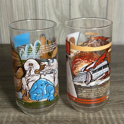 LOT 70B: Vintage Burger King Star Wars & Pizza Hut E.T. Extraterrestrial Glasses